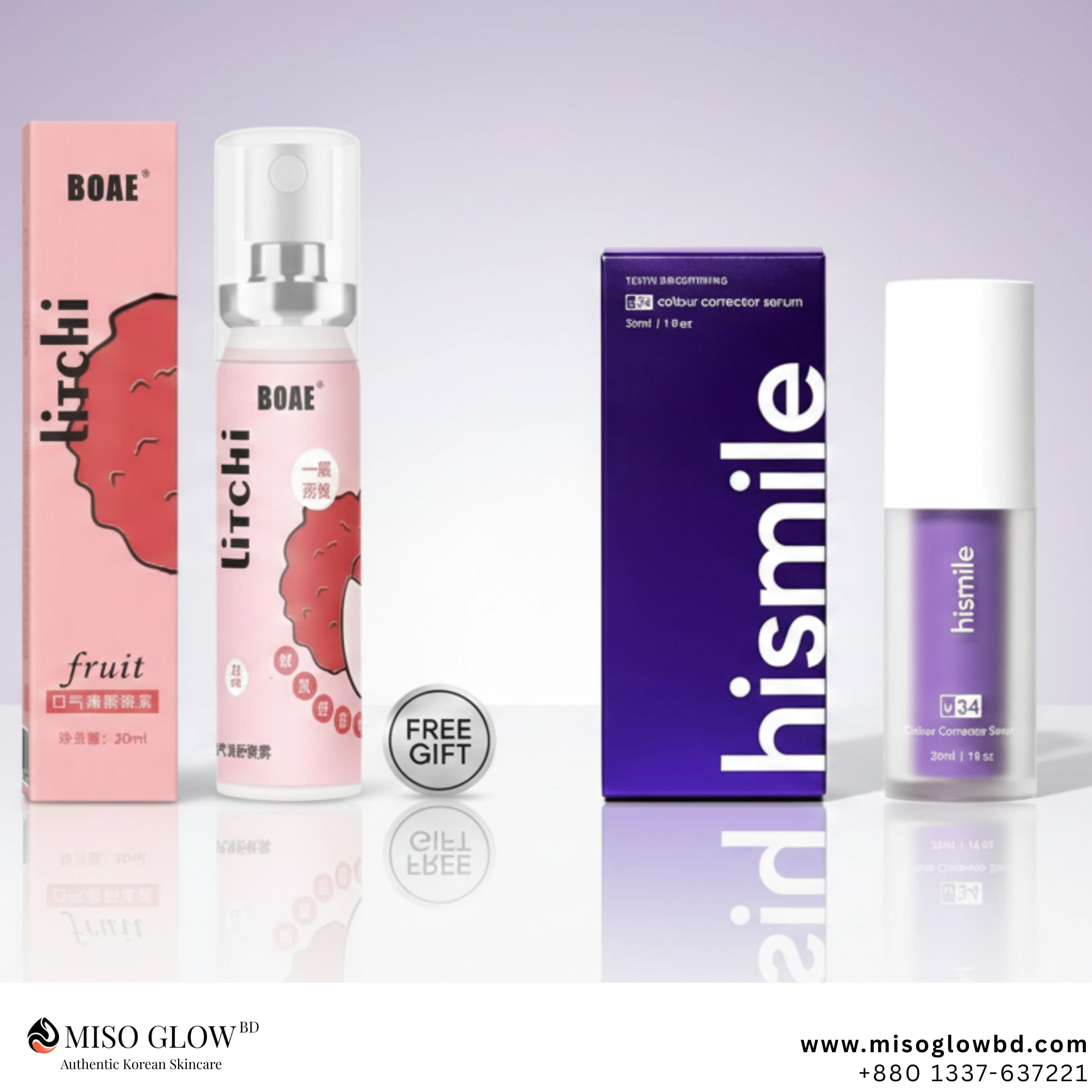 Hismile V34 Purple Colour Corrector Serum (30ml) + Free Litchi Mouth Spray - Image 1